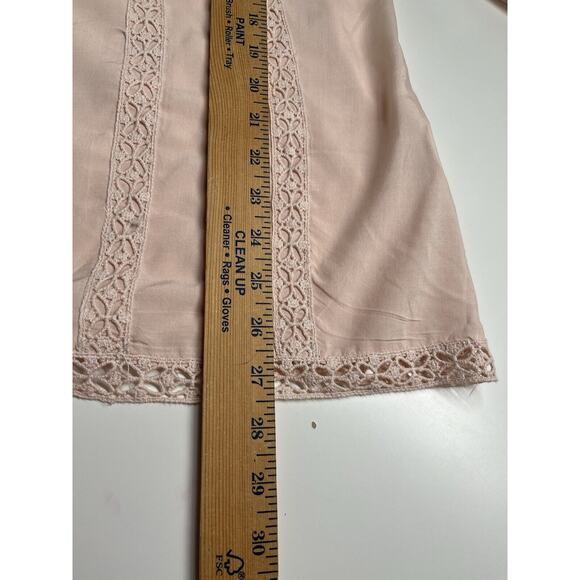 Luna Moon Top Medium Cold Shoulder Long Sleeve Crochet Pink Boho Beach Blouse - Picture 11 of 13